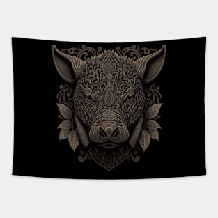 rhinoceros decorated with Javanese ornaments Tapestry