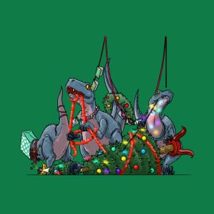 Velociraptor Dinosaur Christmas Decoration Demolition T-Shirt