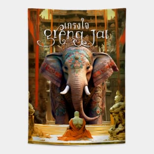 Greng Jai: Thai Politeness; Afraid to Offend on a Dark Background Tapestry