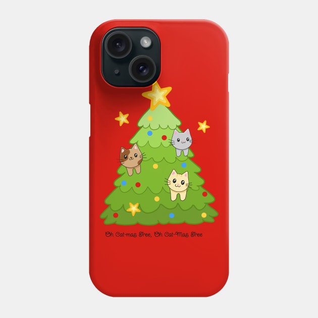 Oh Cat-Mas Tree, OH Cat-Mas Tree, Christmas Art Phone Case by AlondraHanley