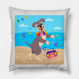 dog pool party summer Pillow