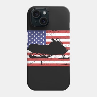 Snowmobile And United States Flag Phone Case