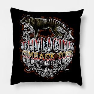 Thylacine Comeback Tour The Tasmanian Tiger Lives Vintage Pillow