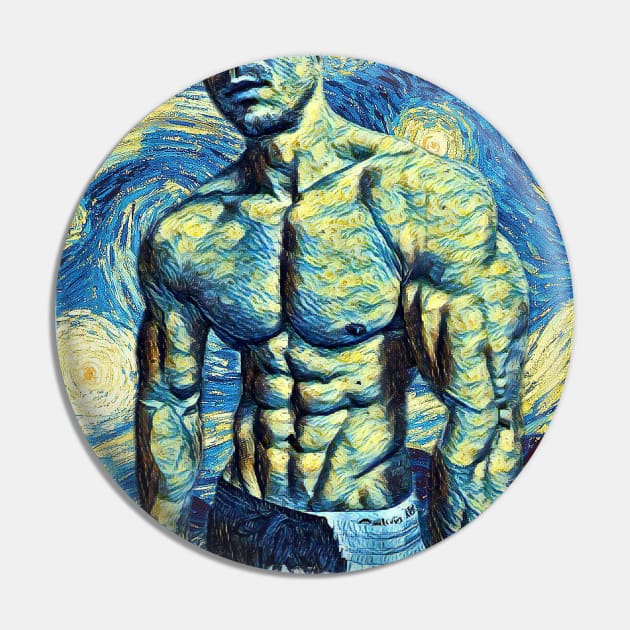 The Fitness Freak Van Gogh Style Pin by todos