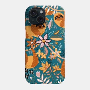 Happy Boho Sloth Floral Phone Case