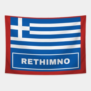 Rethimno City with Greek Flag Tapestry