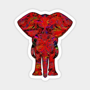Rainbow Red Elephant on Black Magnet