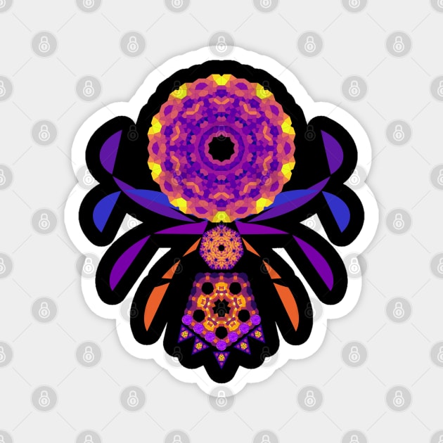 Mandala Orb Web Spider | Amethyst Ruby Citrine Yellow Red Purple Black Magnet by aRtVerse