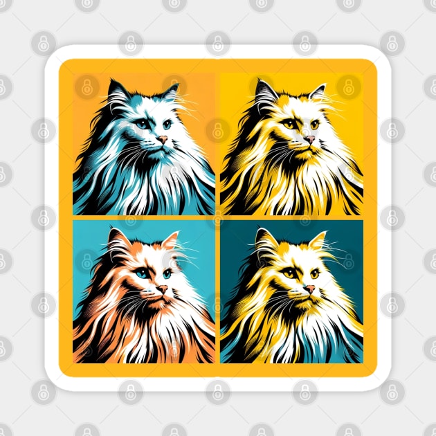 Domestic Long Hair Pop Art - Cat Lovers Magnet by PawPopArt