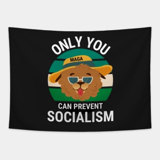 Only You Can Prevent Socialism - Dog Camping Vintage Funny Tapestry