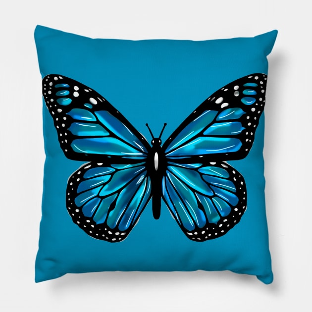 Blue butterfly Pillow by MikeMeineArts