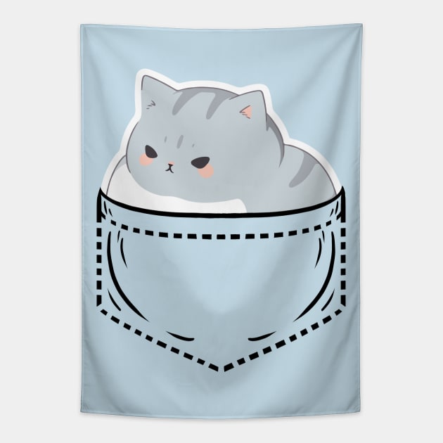 British Shorthair in a pocket Tapestry by RetroPandora