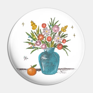 Flower Vase Hand Drawn Pin