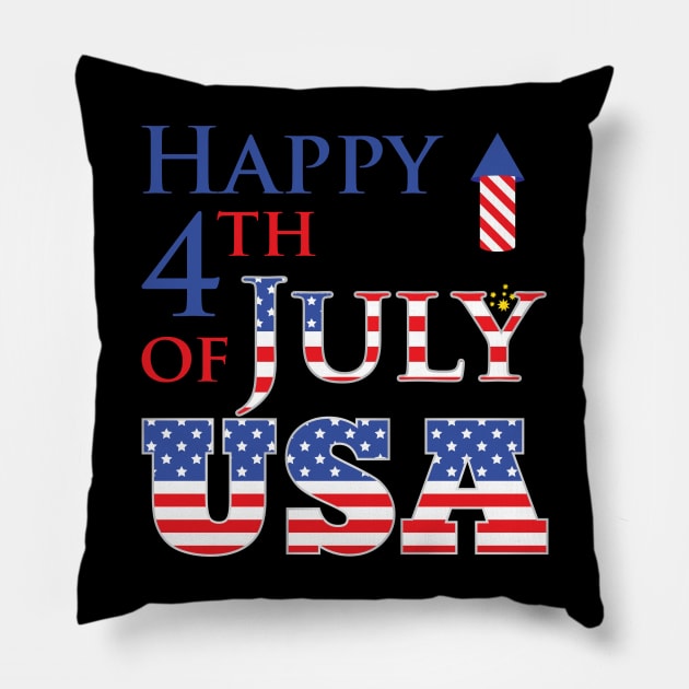 Happy 4th of july USA firecrackers Pillow by sevalyilmazardal