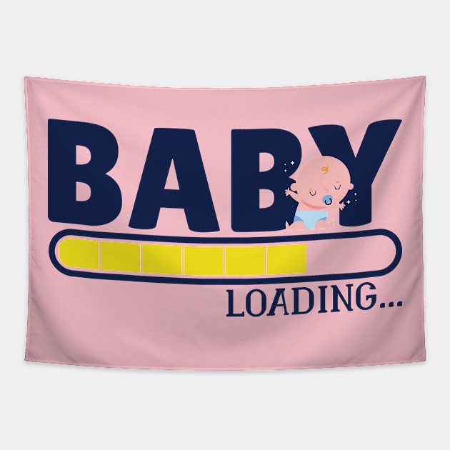 pregnant funny with Baby loading Tapestry by Midoart