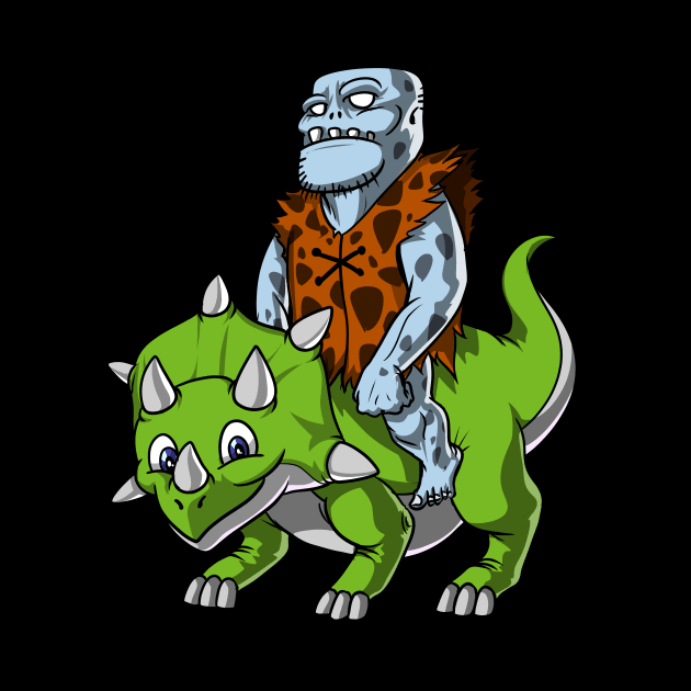 Zombie Riding Triceratops Dinosaur by underheaven