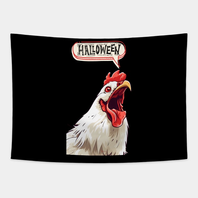 Halloween Chicken Tapestry by Funtomass