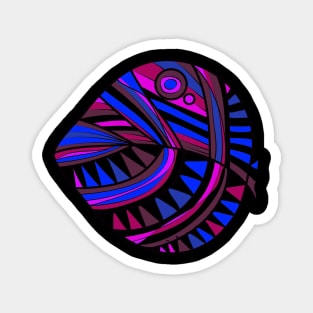 Mazipoodles New Fish Head Leaf Black Magenta Blue Magnet