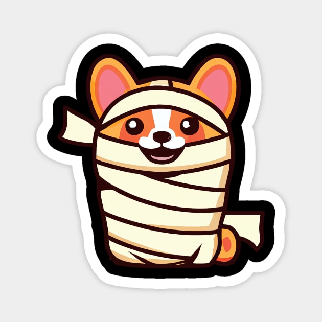 Corgi Mummy Costume Halloween Retro Colorful Magnet by BetterManufaktur