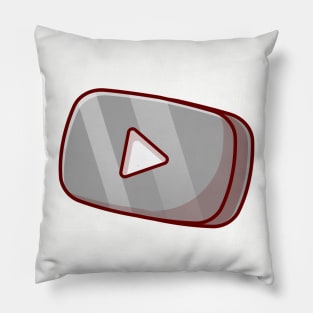 Silver Play Button in Rounded Rectangle Music Cartoon Vector Icon Illustration Pillow