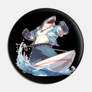 Big Brawny Anime Shark Bro Canoe Pin