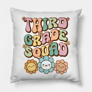 Groovy Third Grade Squad Back To School Cute  Flower Retro Vintage Pillow