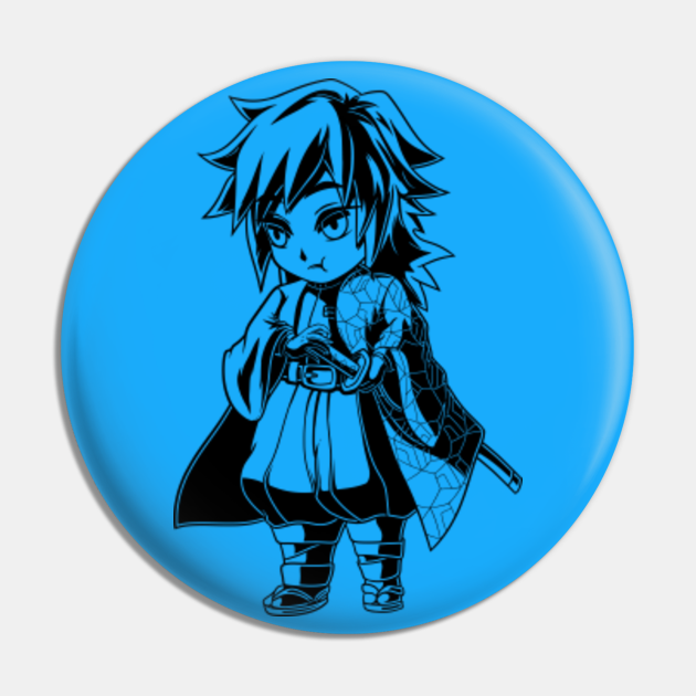 Demon Slayer Giyu Tomioka Chibi Line Art Demon Slayer Kimetsu No Yaiba Pin Teepublic