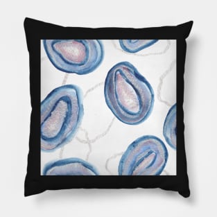 Silver blue geodes / agate slices Pillow