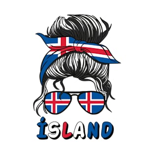 Island Iceland Flag Girls Icelandic Girl Kids T-Shirt