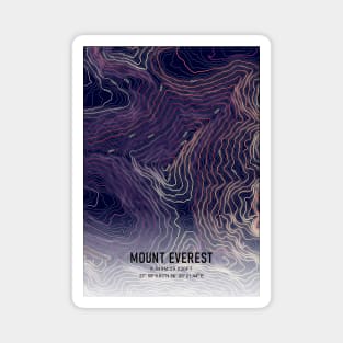 Mount Everest Topographic Map purple, red and yellow Magnet