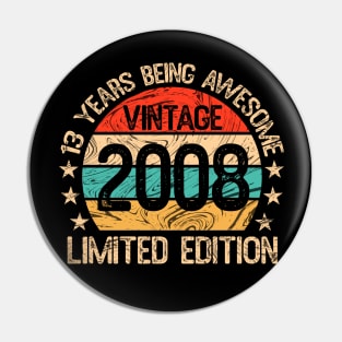 13 Years Old Vintage Made / Born In 2008 13th Birthday Limited Edition Pin