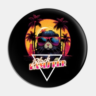 Retro Wave Black Hamster Vibes Shirt Pin