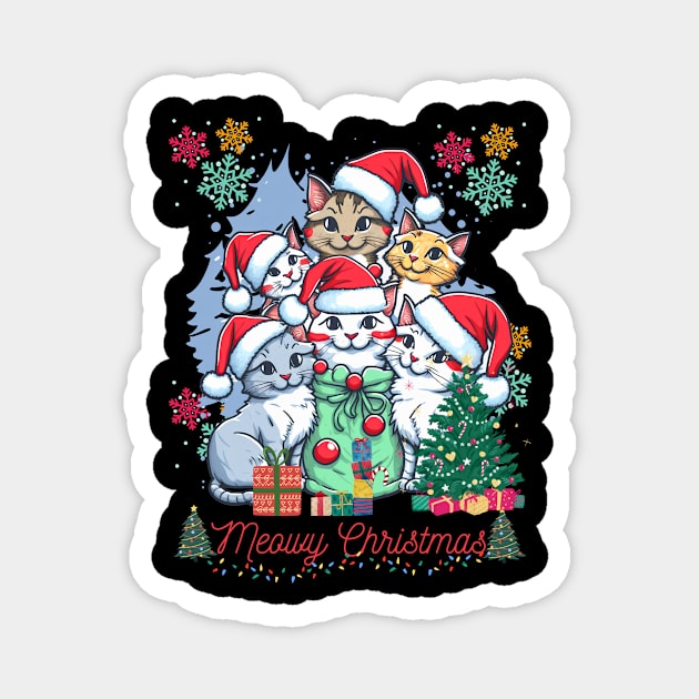 Merry Cristmas with red black cat Magnet by tee-sailor