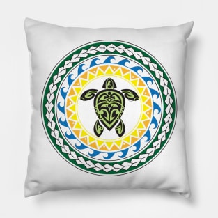 Tribal Turtle Tattoo Mandala Pillow