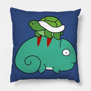Chameleon and Tiny Turtle Pillow