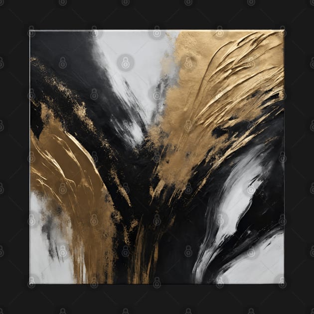 Black and Gold Wings Abstract Art by Alihassan-Art