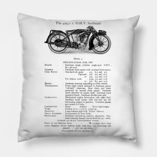 Sunbeam motorbike catalogue entry from 1927 Pillow