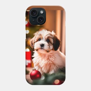 Havanese Puppy Dog with Christmas Gifts Phone Case