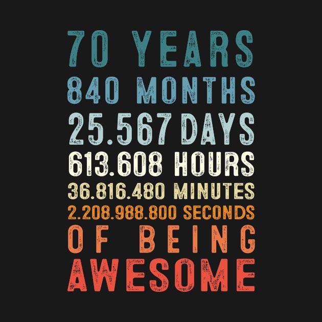 70 Years 840 Months Of Being Awesome Funny Birthday Gift by EdenWilkinsonStore