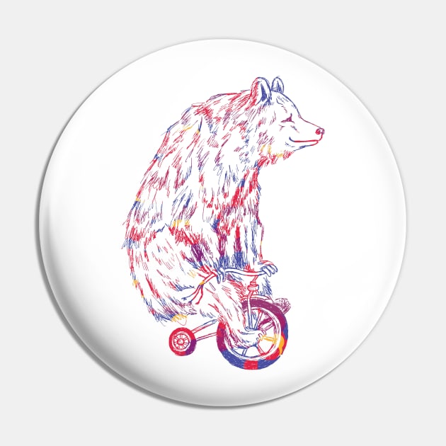 Bear Riding Bicycle Pin by KatyaZorin