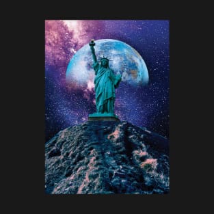 Statue Liberty Space Outer Galaxy T-Shirt
