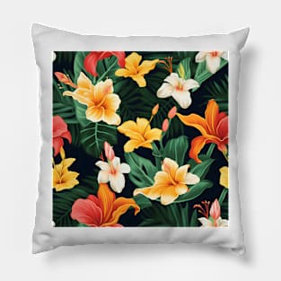 Tropical Flowers Pattern 7 Pillow