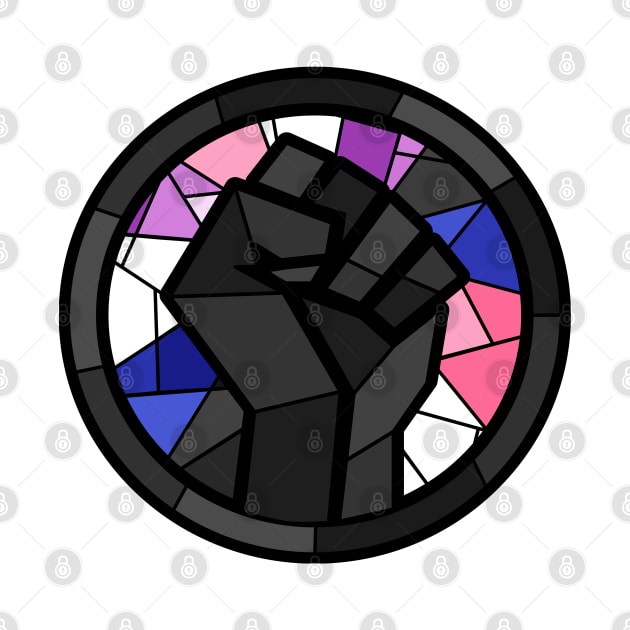 BLM Stained Glass Fist (Genderfluid) by OctopodArts