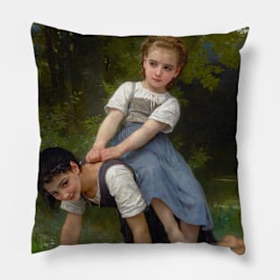 La Bourrique - The Pony-Back Ride by William-Adolphe Bouguereau Pillow