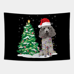 Poodle Santa Christmas Tree Lights Tapestry