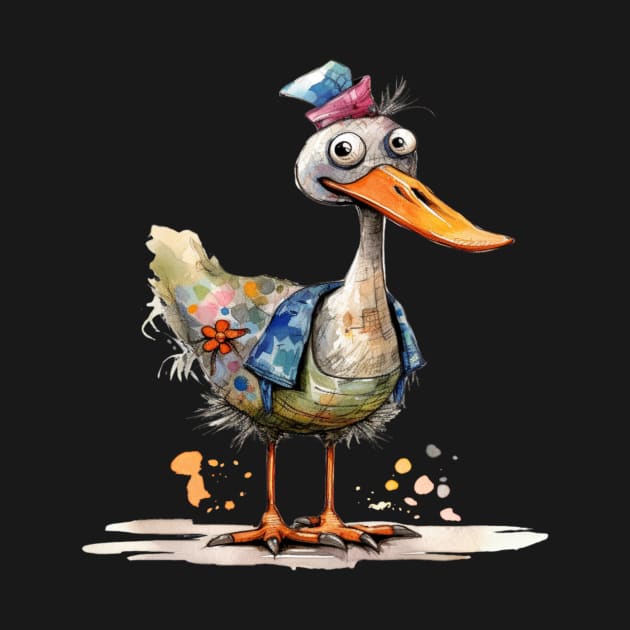 Whimsical Cute Happy Multicolored Duck by 1AlmightySprout