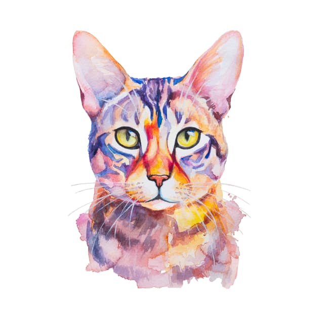 watercolor Bengal Cat by MariDein