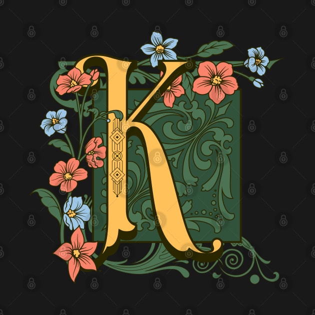 Art Nouveau Letter K, Ornamental Letter K, Art Deco by Promen Art