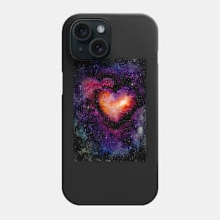 Watercolor Hearts Nebula and Deep Space Phone Case