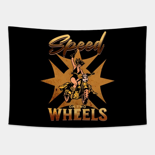 Speed On Two Wheels Motorcycle Racer Tapestry by Carantined Chao$